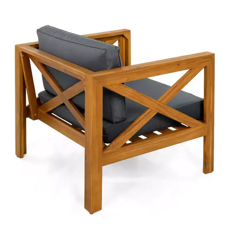 Ensemble de conversation de patio pour petits espaces, salon extérieur en bois d'acacia avec coussins et table d'appoint pliable pour balcon, terrasse, jardin-Panipeachy