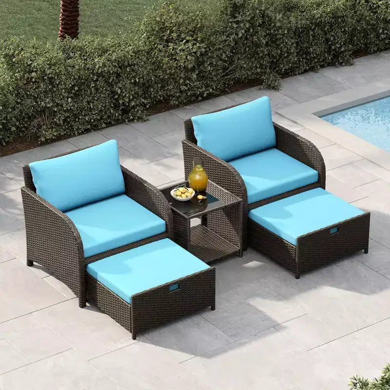 Ensemble de mobilier de jardin 5 pièces en rotin PE tressé, sièges d'extérieur tout temps pour jardin, balcon et terrasse