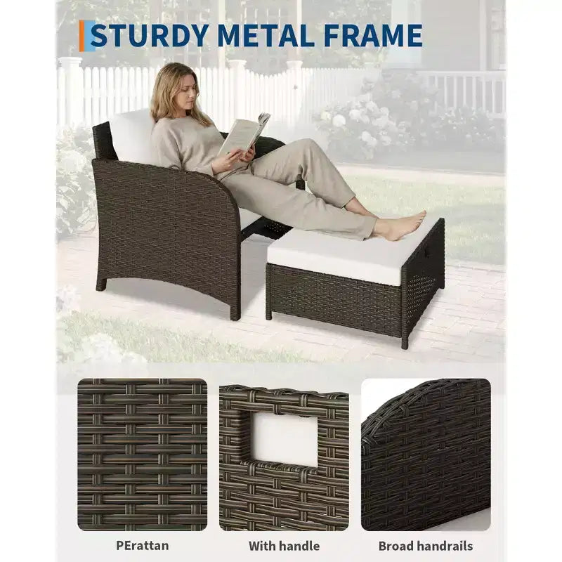 Ensemble de mobilier de jardin 5 pièces en rotin PE tressé, sièges d'extérieur tout temps pour jardin, balcon et terrasse