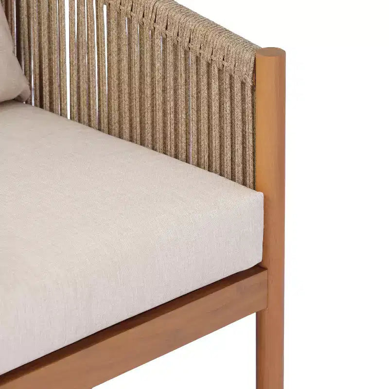 Christopher Knight Home Adewale – Ensemble de jardin moderne 4 pièces en acacia avec coussins, table à lattes et design en corde