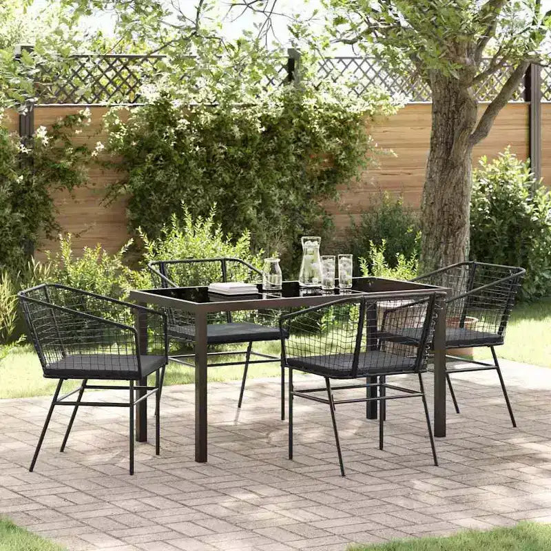 vidaXL Ensemble de salle à manger de jardin 5 pcs Résine tressée noire