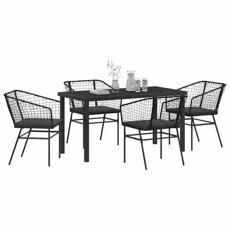 vidaXL Ensemble de salle à manger de jardin 5 pcs Résine tressée noire