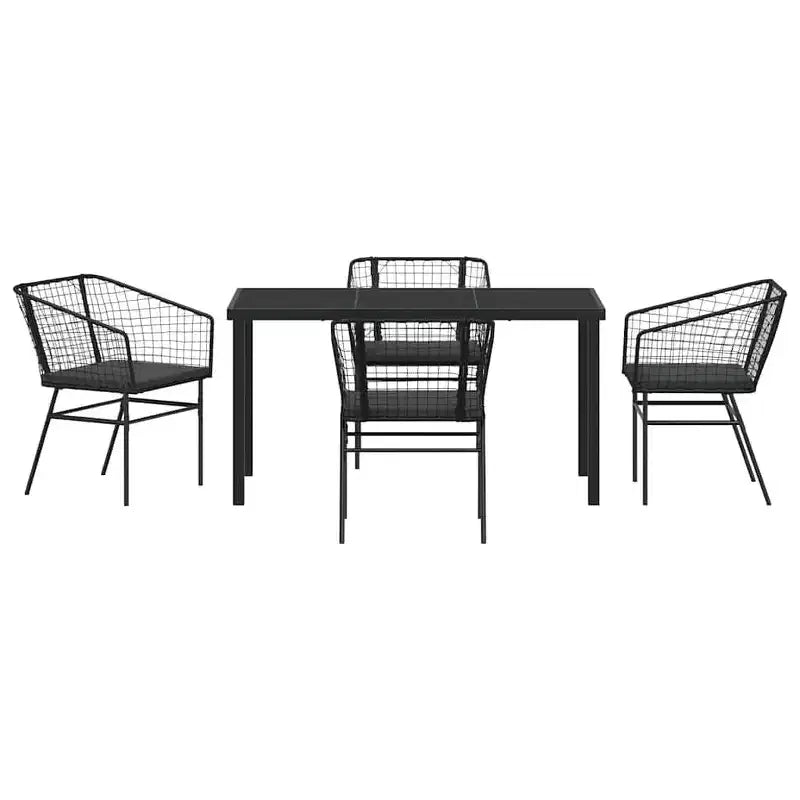 vidaXL Ensemble de salle à manger de jardin 5 pcs Résine tressée noire
