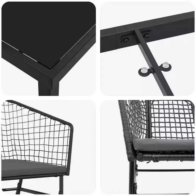 vidaXL Ensemble de salle à manger de jardin 5 pcs Résine tressée noire