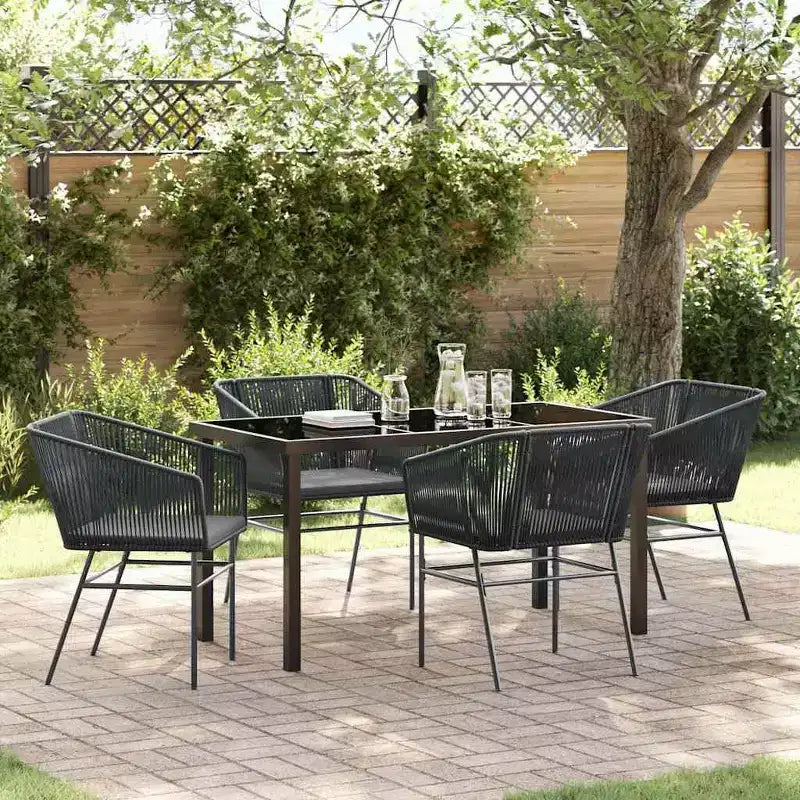 vidaXL Salon de jardin avec coussins 5 pcs Acier poudré noir