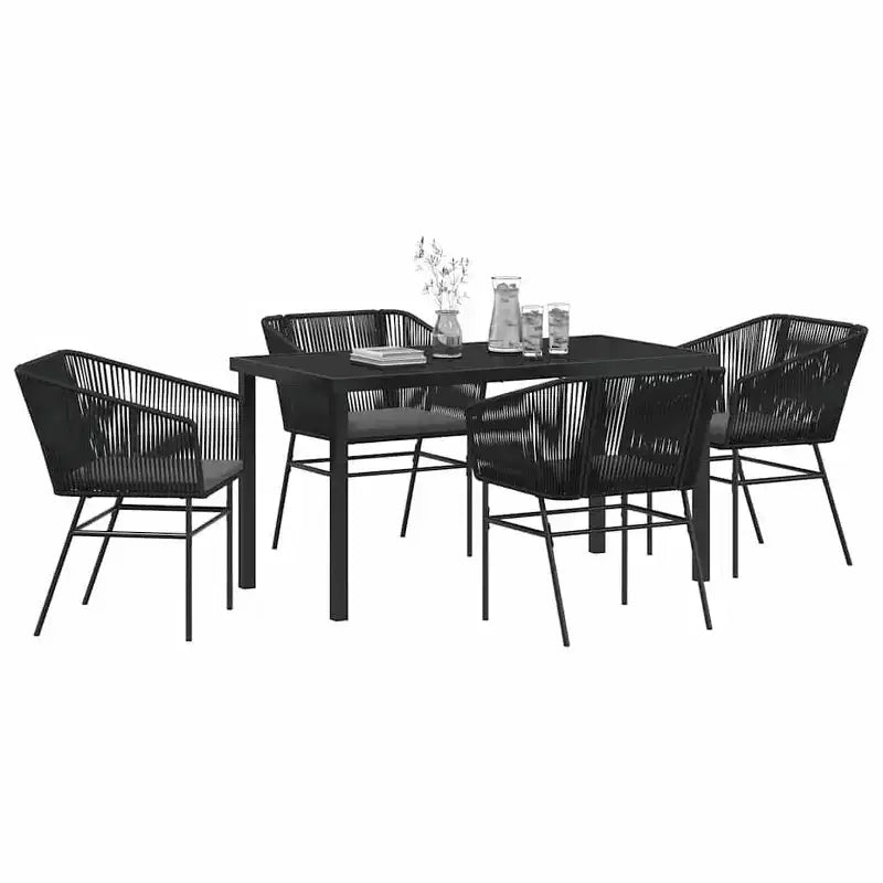 vidaXL Salon de jardin avec coussins 5 pcs Acier poudré noir