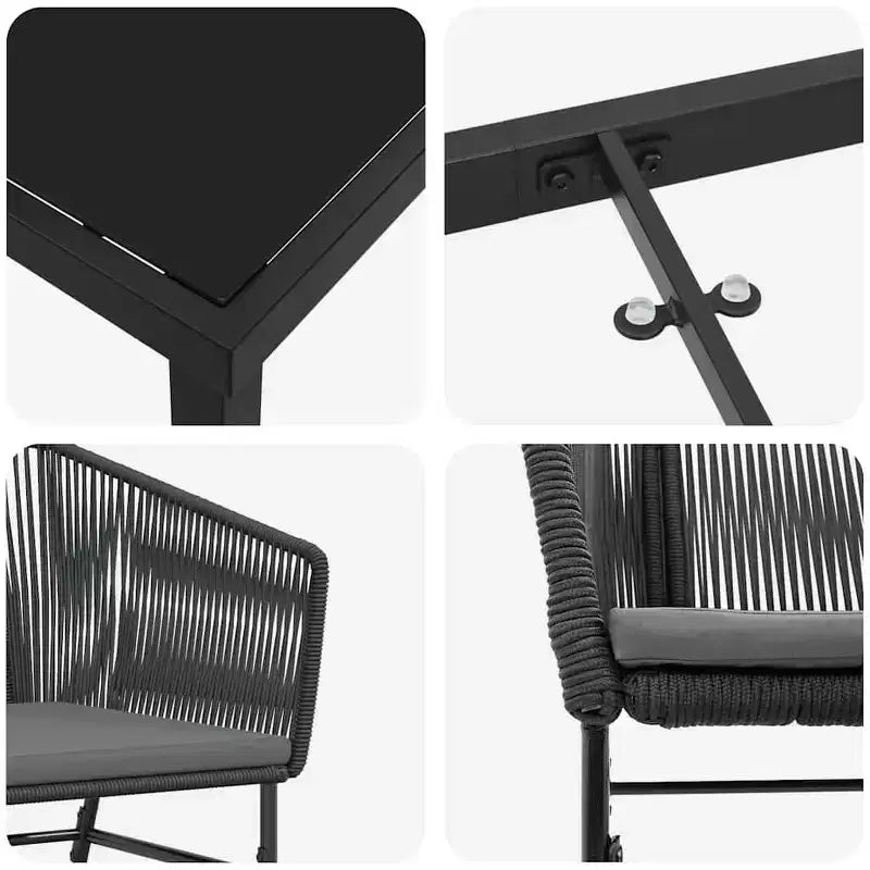 vidaXL Salon de jardin avec coussins 5 pcs Acier poudré noir