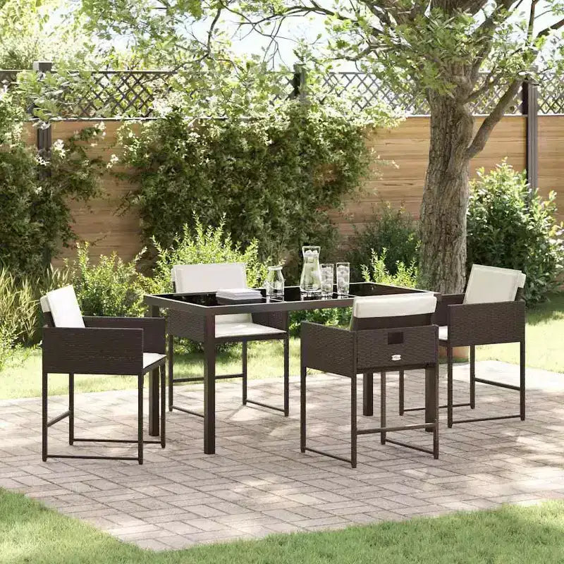vidaXL Salon de jardin avec coussins 5 pcs Résine tressée marron