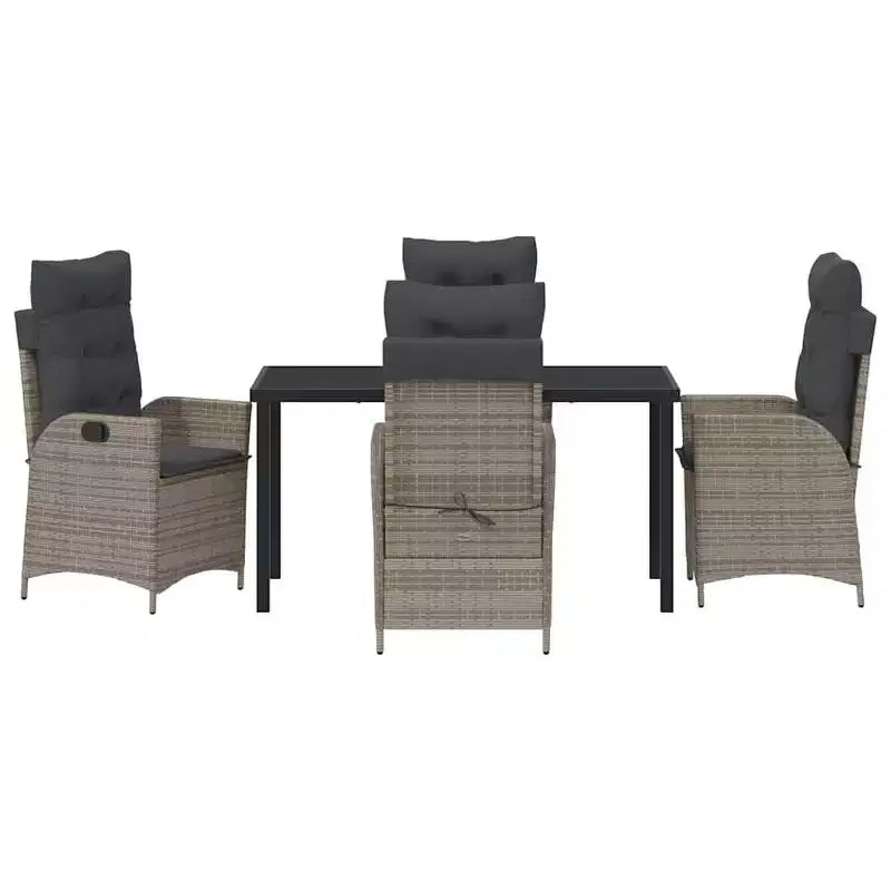 vidaXL Ensemble de salle à manger de jardin avec coussins 5 pcs gris résine tressée