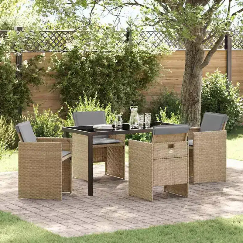 vidaXL Salon de jardin avec coussins 5 pcs Résine tressée Beige