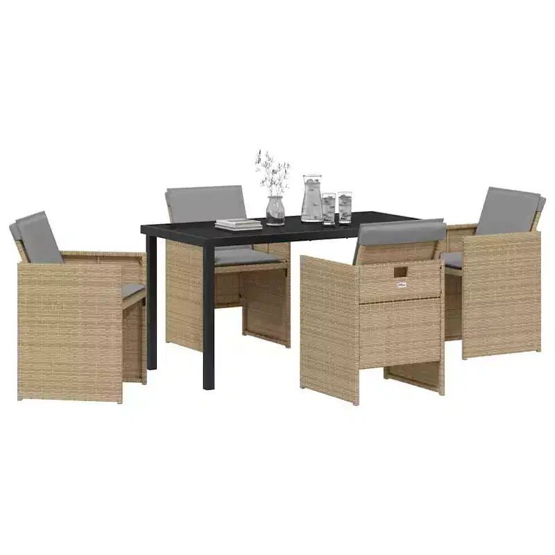 vidaXL Salon de jardin avec coussins 5 pcs Résine tressée Beige