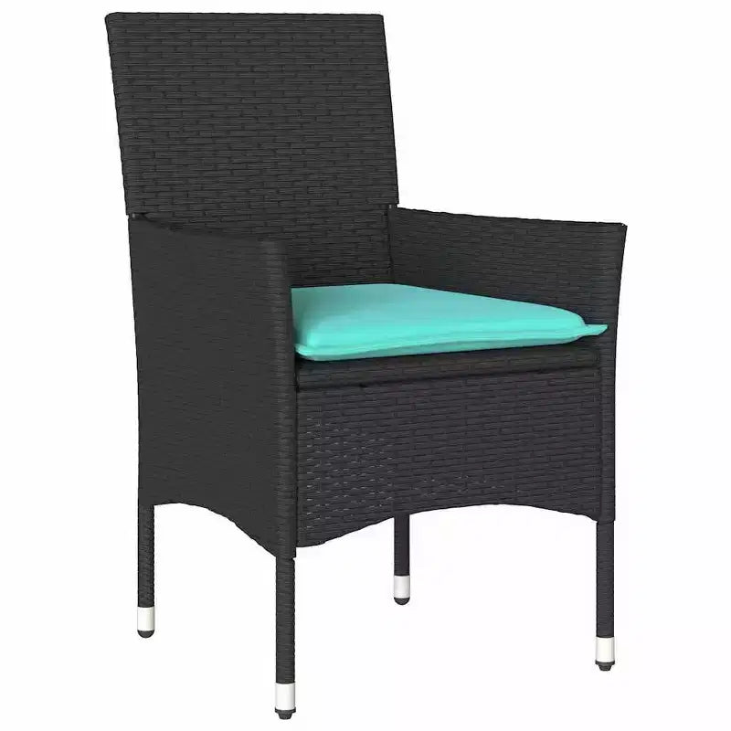 vidaXL Ensemble table et chaises avec coussin 5 pcs Rotin PE noir