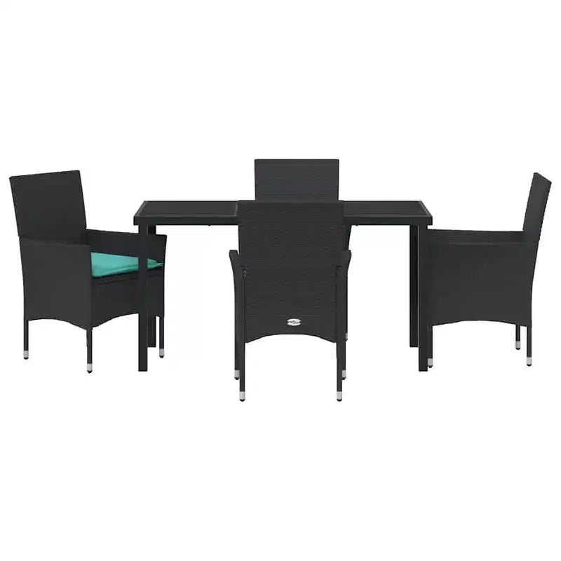 vidaXL Ensemble table et chaises avec coussin 5 pcs Rotin PE noir