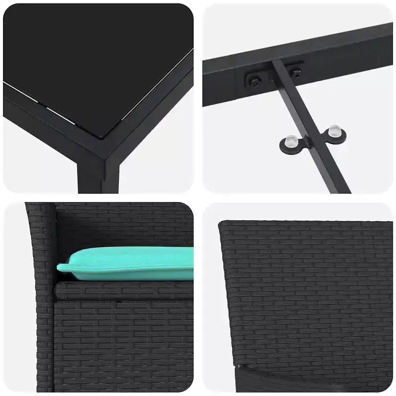 vidaXL Ensemble table et chaises avec coussin 5 pcs Rotin PE noir