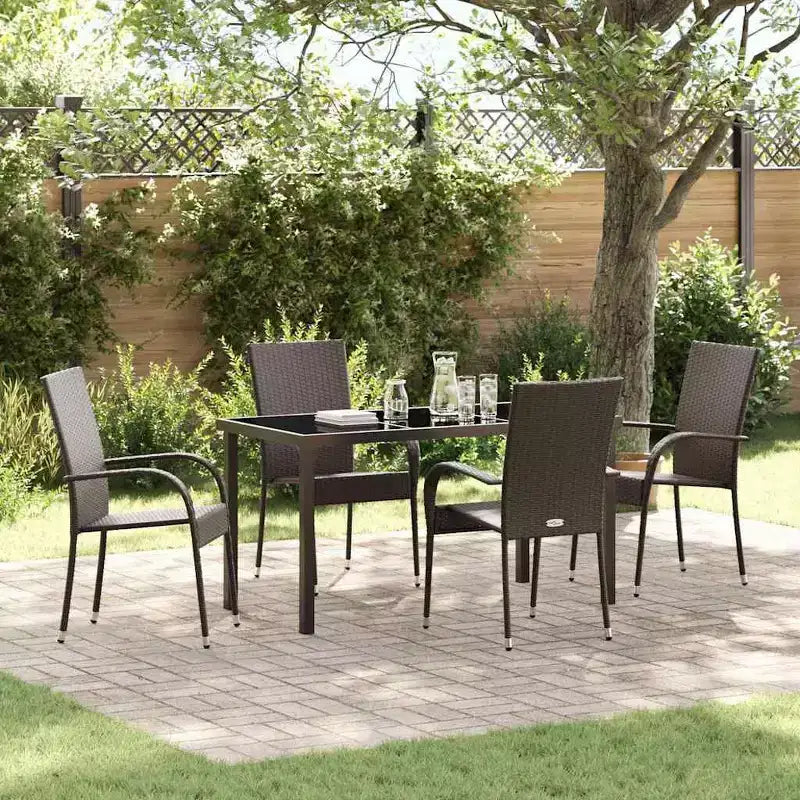 vidaXL Ensemble de salle à manger de jardin 5 pcs en acier enduit de poudre marron