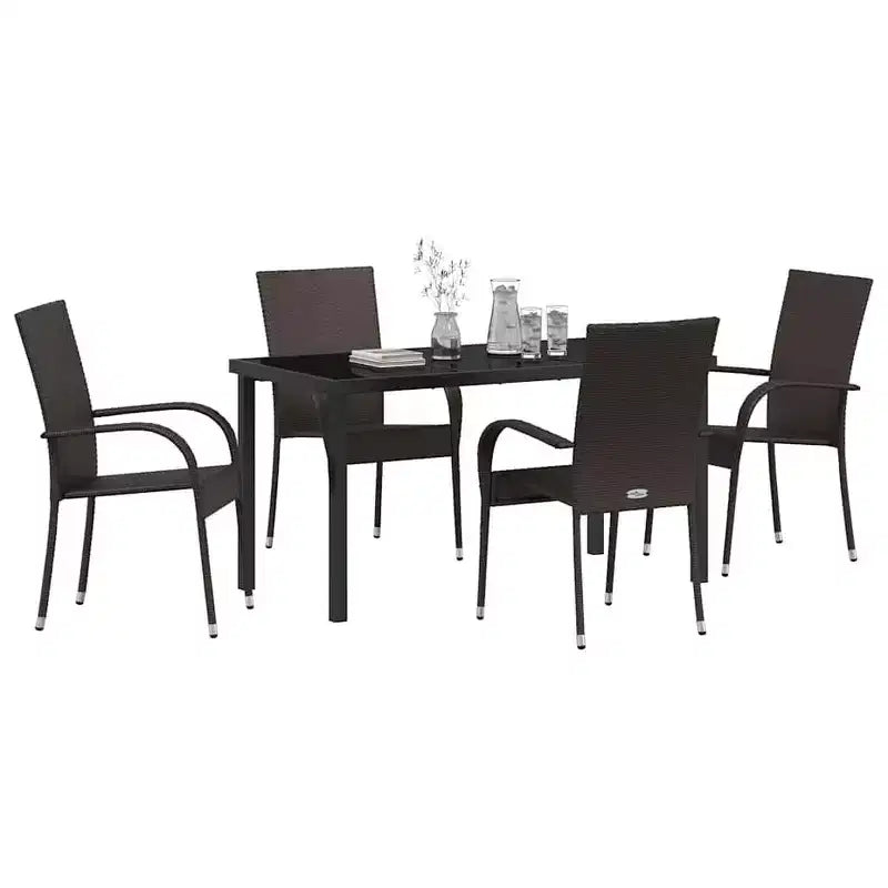 vidaXL Ensemble de salle à manger de jardin 5 pcs en acier enduit de poudre marron