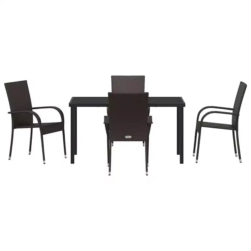 vidaXL Ensemble de salle à manger de jardin 5 pcs en acier enduit de poudre marron