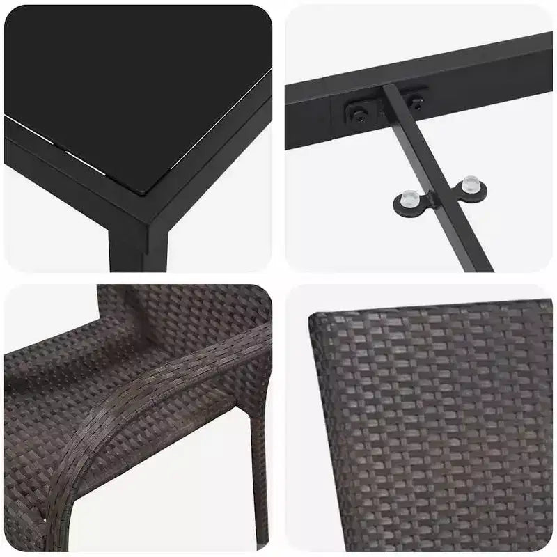 vidaXL Ensemble de salle à manger de jardin 5 pcs en acier enduit de poudre marron