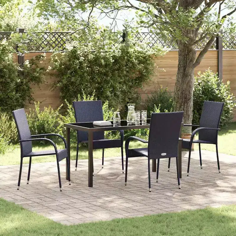vidaXL Ensemble de jardin 5 pcs Acier enduit de poudre noir