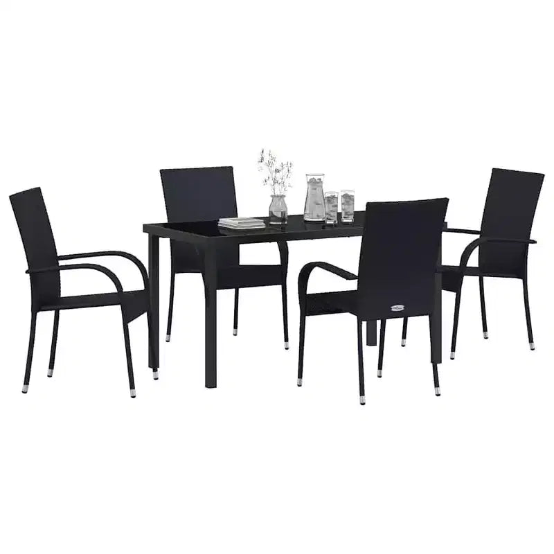 vidaXL Ensemble de jardin 5 pcs Acier enduit de poudre noir