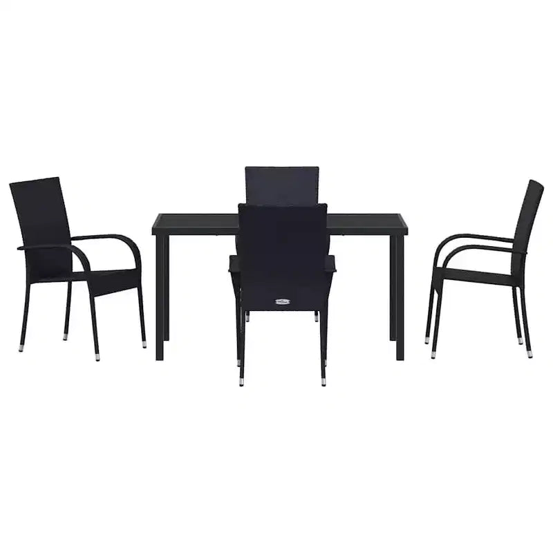 vidaXL Ensemble de jardin 5 pcs Acier enduit de poudre noir