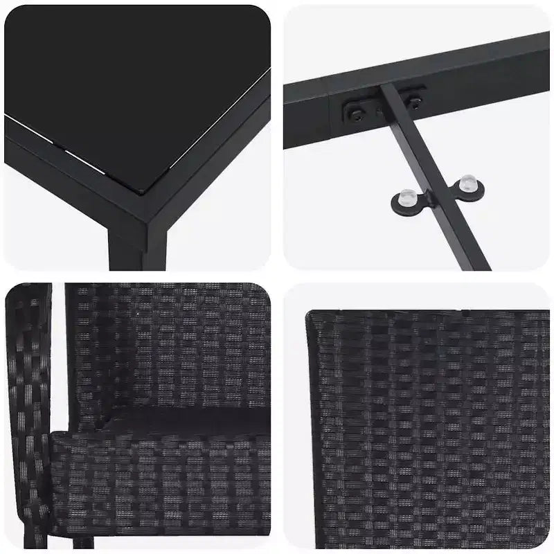 vidaXL Ensemble de jardin 5 pcs Acier enduit de poudre noir