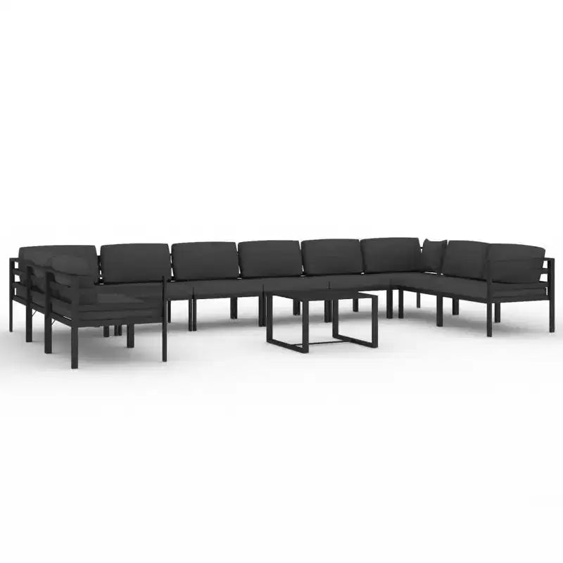 vidaXL 11 Piece Patio Lounge Set with Cushions Aluminum Anthracite