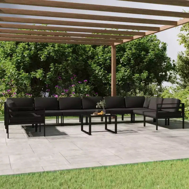 vidaXL Salon de jardin 11 pcs avec coussins aluminium anthracite
