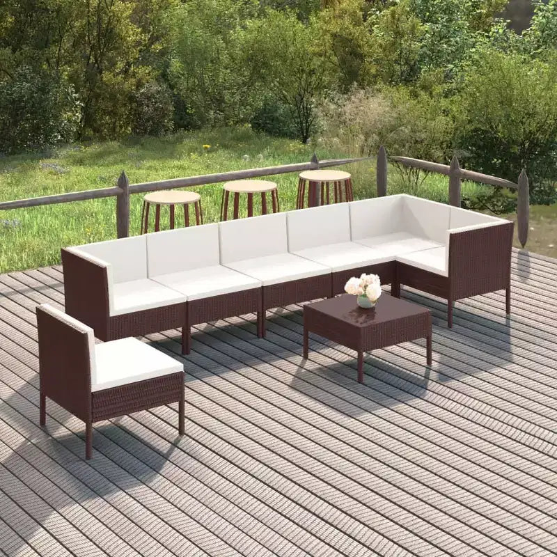 vidaXL Salon de jardin 6 pièces avec coussins résine tressée gris