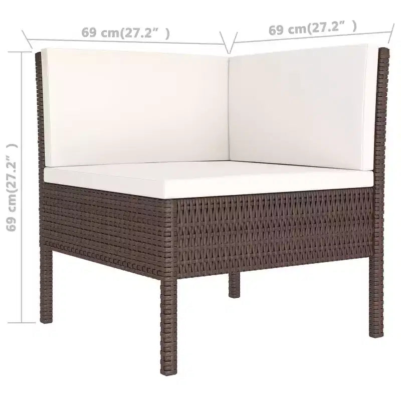 vidaXL Salon de jardin 11 pcs avec coussins résine tressée marron