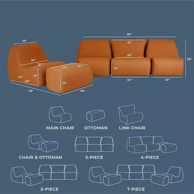 Ensemble de mobilier de patio extérieur Solvana Big Joe, canapé en cuir surpiqué en silicone à toucher frais résistant aux intempéries, sectionnel 5 pièces, sable miel