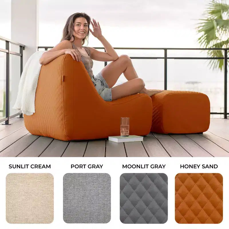 Ensemble de mobilier de patio extérieur Solvana Big Joe, canapé en cuir surpiqué en silicone à toucher frais résistant aux intempéries, sectionnel 5 pièces, sable miel