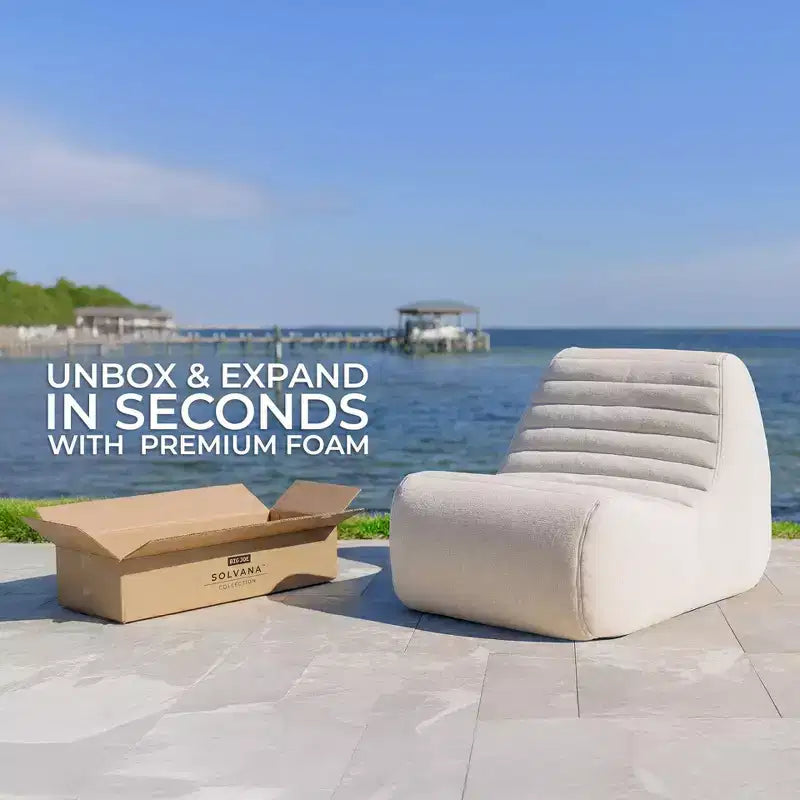 Grand ensemble de mobilier de patio extérieur Big Joe Solvana, canapé en tissu de lin résistant aux intempéries haute performance, sectionnel 5 pièces, crème ensoleillée