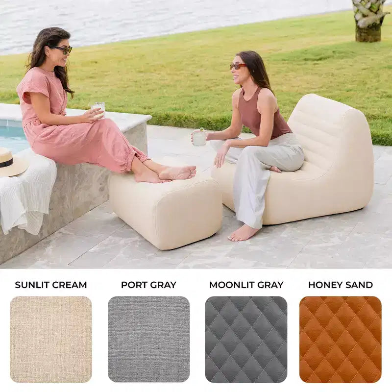 Grand ensemble de mobilier de patio extérieur Big Joe Solvana, canapé en tissu de lin résistant aux intempéries haute performance, sectionnel 5 pièces, crème ensoleillée