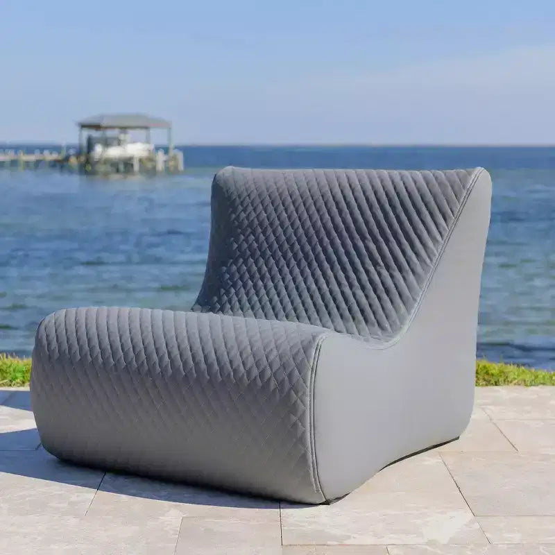 Grand ensemble de meubles de patio d'extérieur Joe Solvana, cuir cousu en silicone doux au toucher résistant aux intempéries, chaise Link, gris clair de lune
