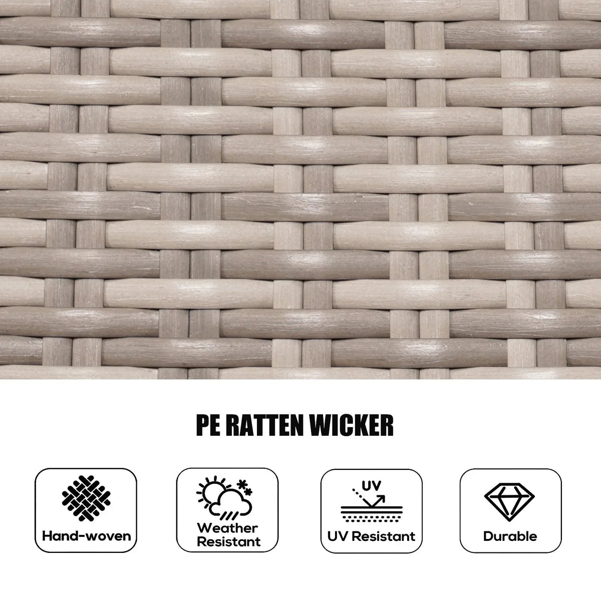 Ensemble de salle à manger rond 7 pièces en rotin tressé d'extérieur avec coussins par Moda Furnishings
