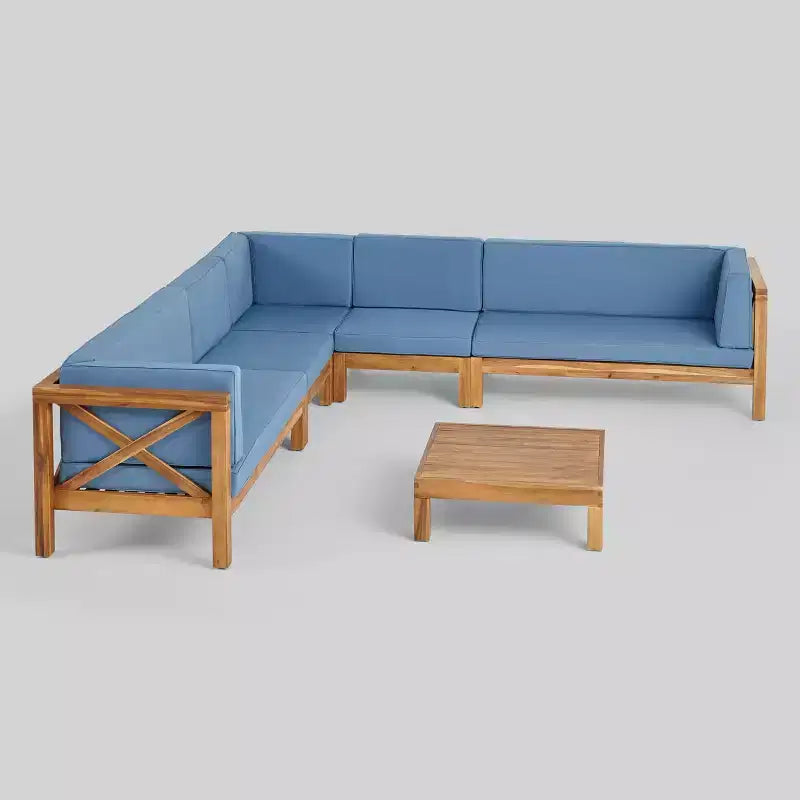 Ensemble de mobilier de jardin modulable 6 pièces en bois d'acacia Brava - Christopher Knight Home