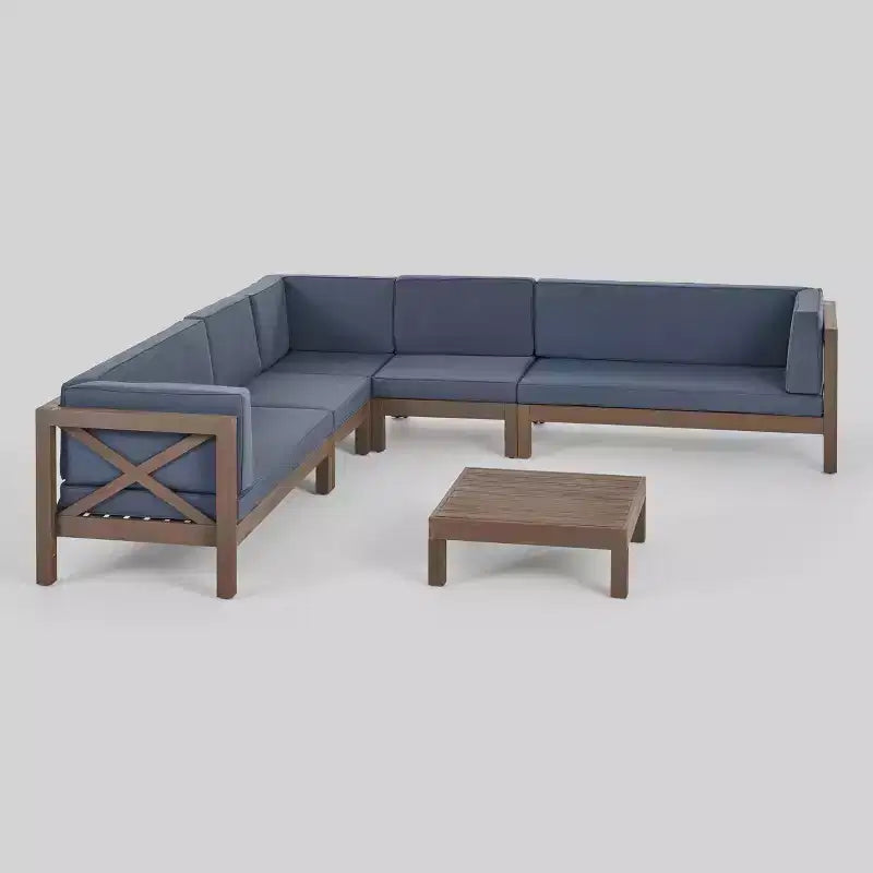 Ensemble de mobilier de jardin modulable 6 pièces en bois d'acacia Brava - Christopher Knight Home