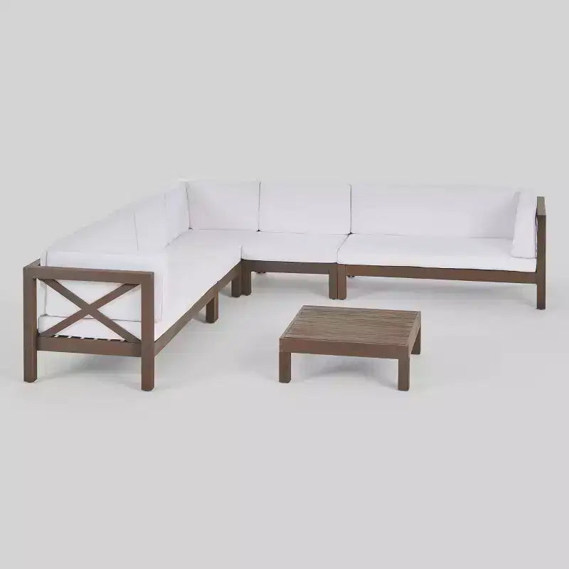 Ensemble de mobilier de jardin modulable 6 pièces en bois d'acacia Brava - Christopher Knight Home