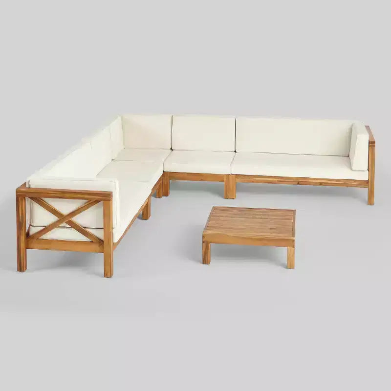 Ensemble de mobilier de jardin modulable 6 pièces en bois d'acacia Brava - Christopher Knight Home
