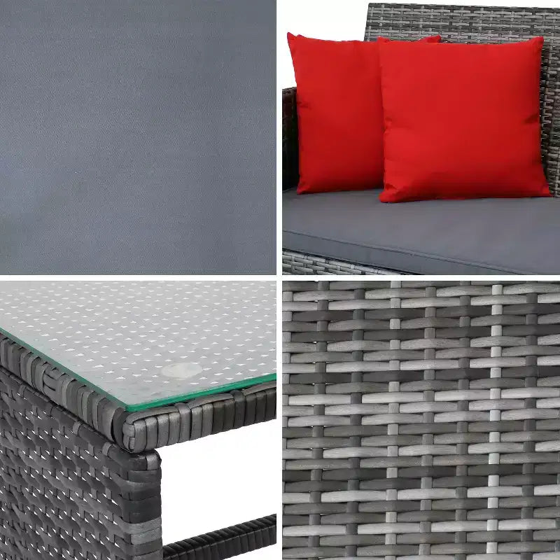 Sunnydaze Salon de conversation Ardfield pour patio avec causeuse, chaises et table - Gris et gris - 4 pièces
