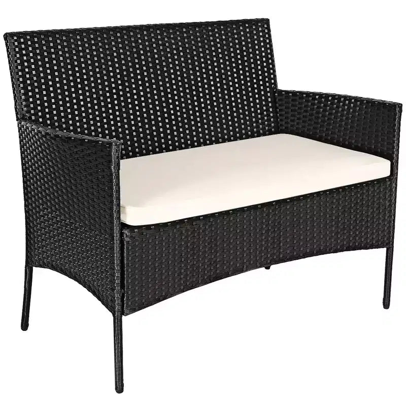Costway Salon de jardin 4 pièces en rotin tressé pour extérieur