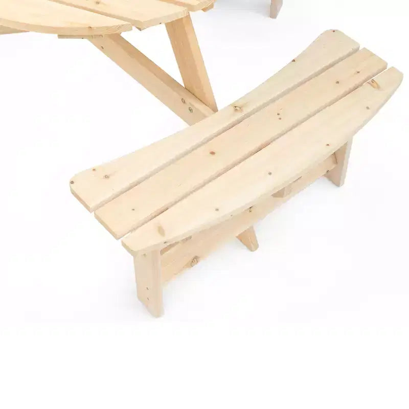 Table de pique-nique ronde en bois pour extérieur Gardenised avec banc, 6 places avec trou pour parasol