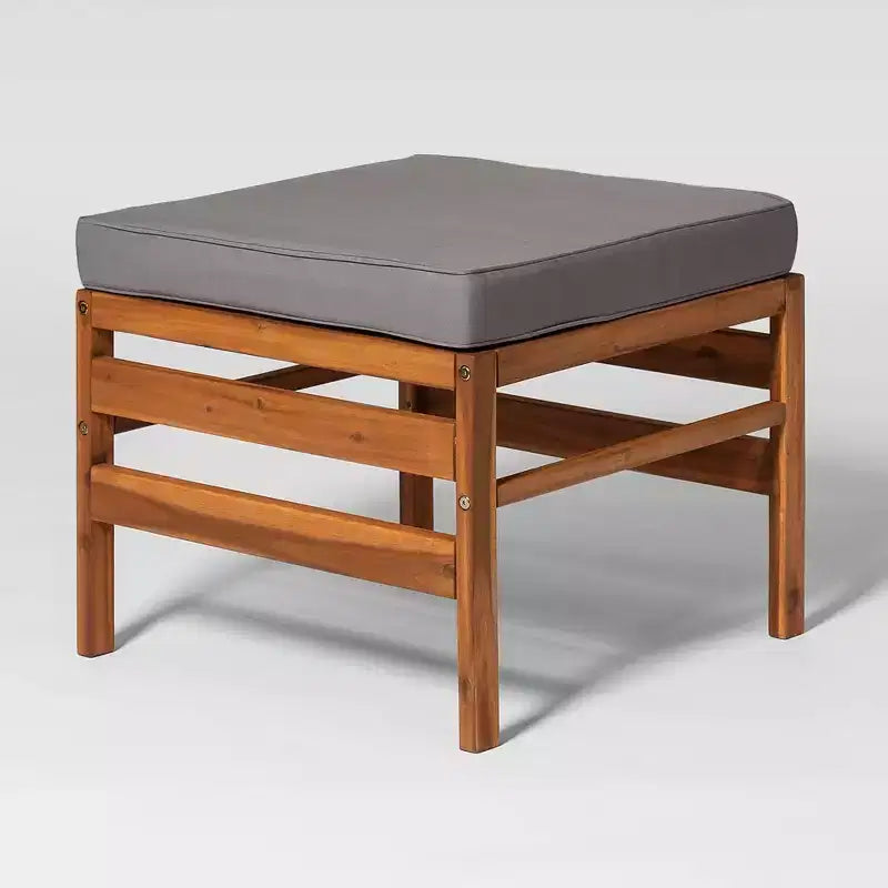 Ensemble de conversation de patio modulaire 3 pièces en bois d'acacia avec coussins - Saracina Home