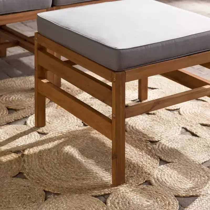 Ensemble de conversation de patio modulaire 3 pièces en bois d'acacia avec coussins - Saracina Home