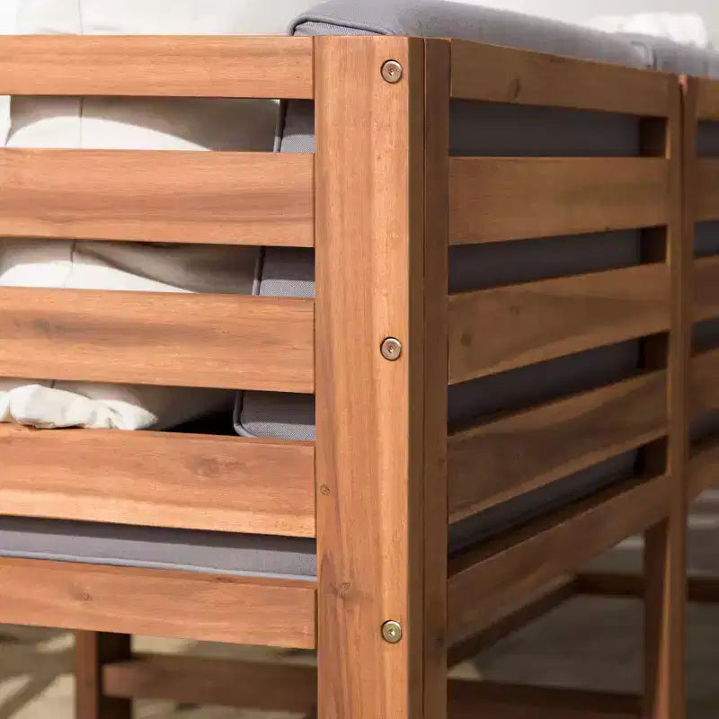 Ensemble de conversation de patio modulaire 3 pièces en bois d'acacia avec coussins - Saracina Home