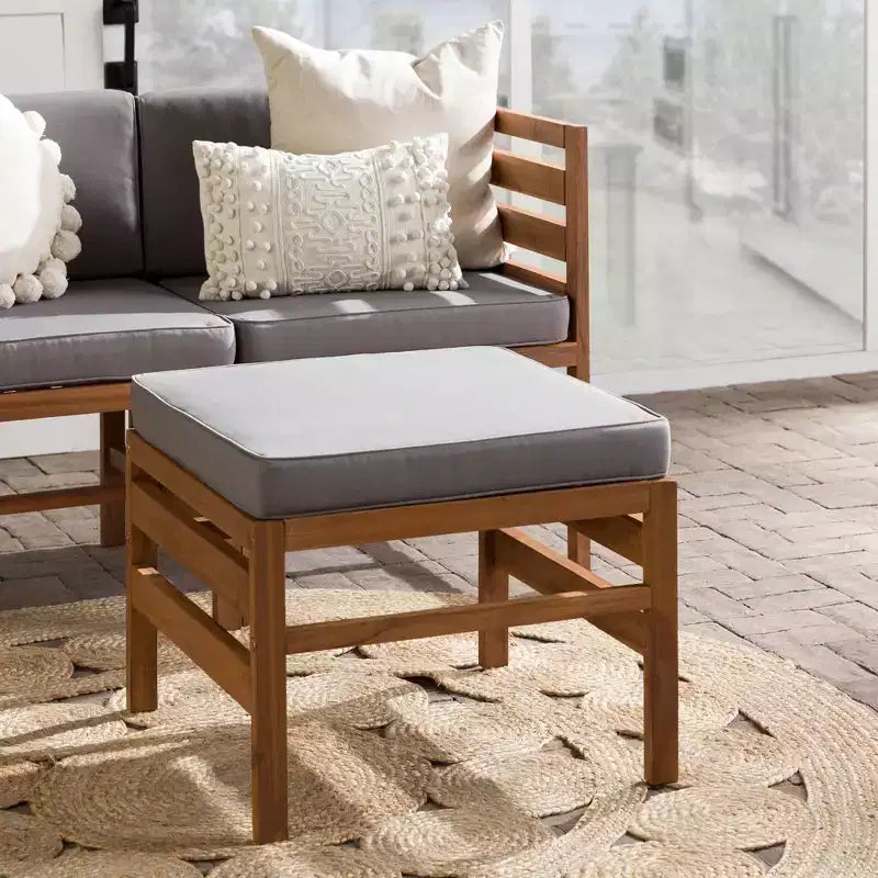 Ensemble de conversation de patio modulaire 3 pièces en bois d'acacia avec coussins - Saracina Home
