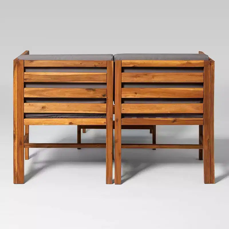 Ensemble de conversation de patio modulaire 3 pièces en bois d'acacia avec coussins - Saracina Home