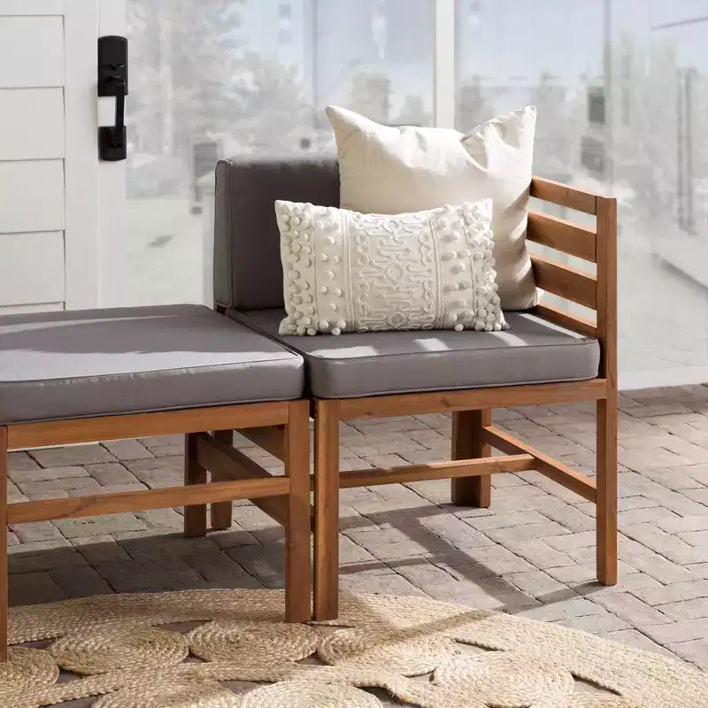 Ensemble de conversation de patio modulaire 3 pièces en bois d'acacia avec coussins - Saracina Home