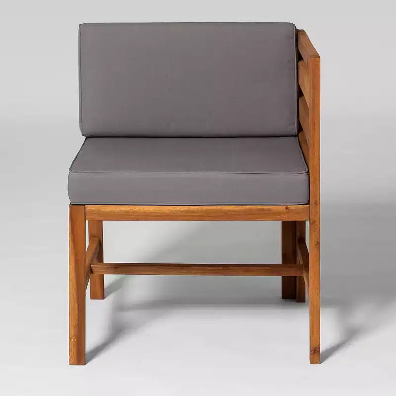 Ensemble de conversation de patio modulaire 3 pièces en bois d'acacia avec coussins - Saracina Home